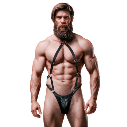 Harnais jock strap en cuir écologique pour hommes — FETISH SUBMISSIVE ATTITUDE