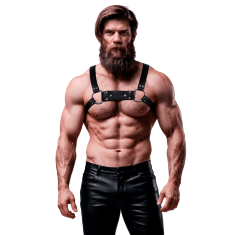 Harnais de poitrine bulldog en cuir écologique pour hommes taille M/L — FETISH SUBMISSIVE ATTITUDE