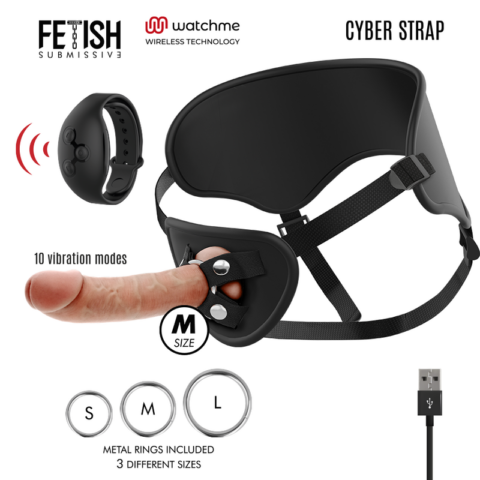 Harnais avec télécommande dildo watchme M technologie — FETISH SUBMISSIVE CYBER STRAP