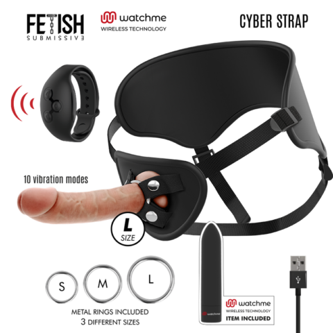 Harnais avec gode et télécommande bullet technologie watchme L — FETISH SUBMISSIVE CYBER STRAP