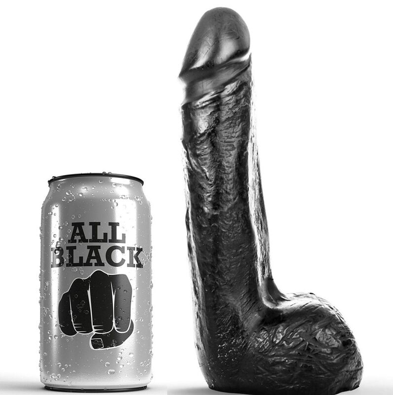 Gode réaliste noir doux 20 CM — ALL BLACK