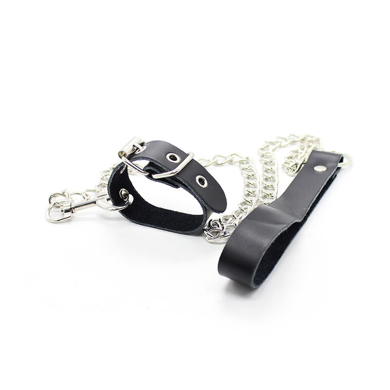 Collier pénis et bracelet en cuir avec chaîne métallique — OHMAMA FETISH, vue 3