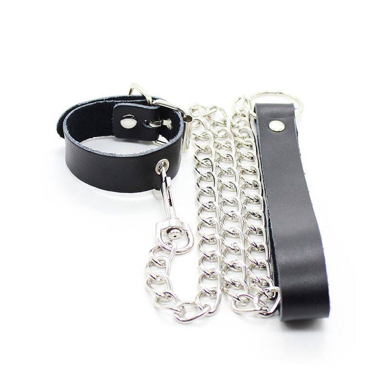 Collier pénis et bracelet en cuir avec chaîne métallique — OHMAMA FETISH, vue 4