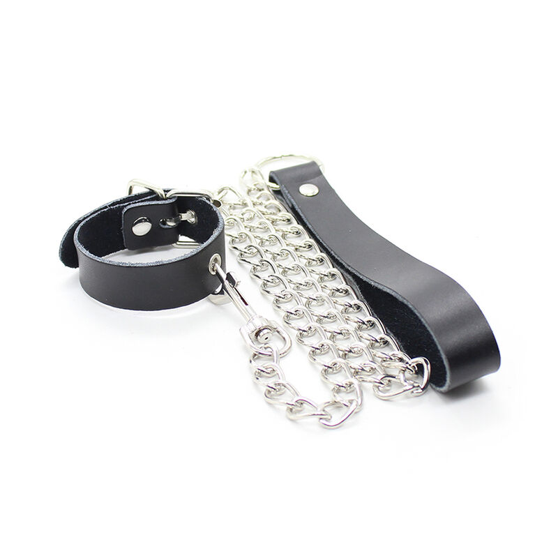 Collier pénis et bracelet en cuir avec chaîne métallique — OHMAMA FETISH, vue 5
