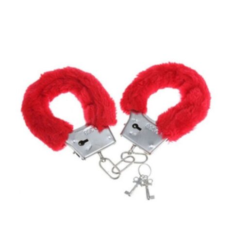 Menottes de plaisir en fourrure rouge — DIABLO PICANTE