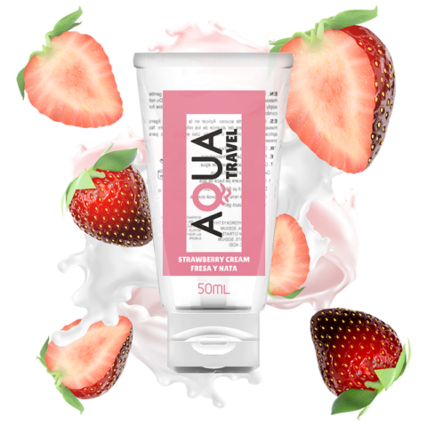 Lubrifiant à base d''eau saveur crème de fraise - 50 ML — AQUA TRAVEL