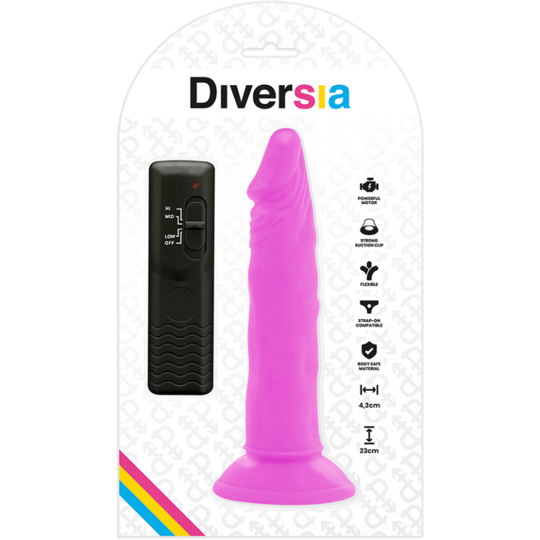 Dildo vibrant flexible violet 23 CM -O- 4.3 CM — DIVERSIA, vue 7