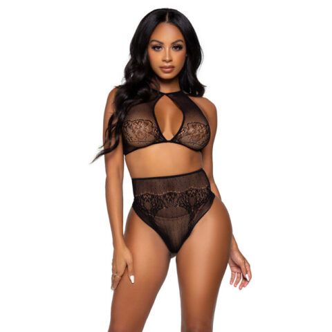 Ensemble deux pièces halter crop top & thong culotte taille unique