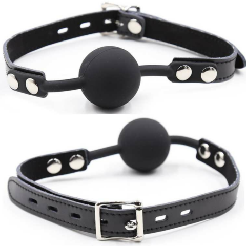 Bâillon balle en silicone avec ceinture en cuir (cadenas inclus) — OHMAMA FETISH