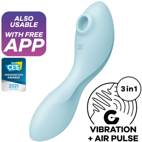 Application stimulateur et vibrateur curvy trinity 5 bleu — SATISFYER