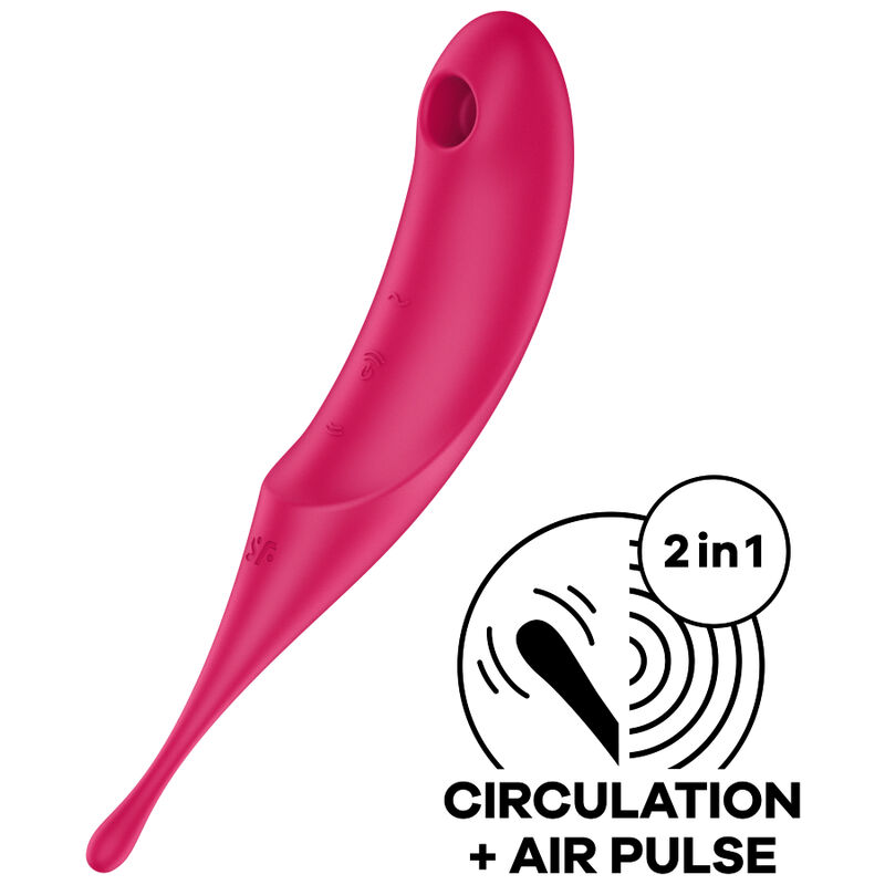 Stimulateur et vibrateur twirling PRO AIR pulse rouge — SATISFYER