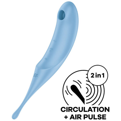 Stimulateur et vibrateur twirling PRO AIR pulse bleu — SATISFYER