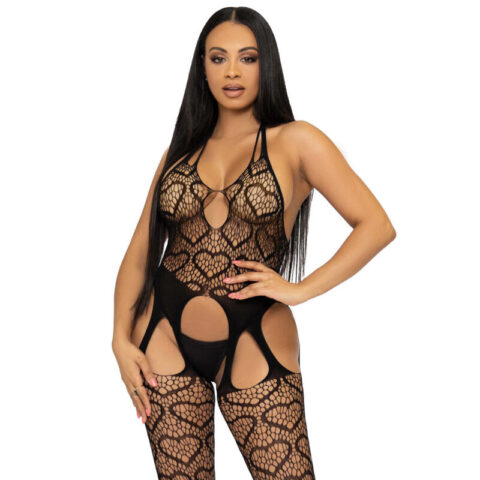 Bodystocking de RED CON tirantes talla única - négro — LEG AVENUE