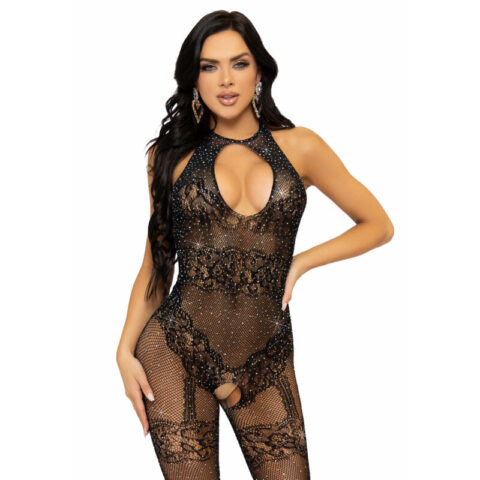 Bodystocking résille sans couture taille unique - noir — LEG AVENUE