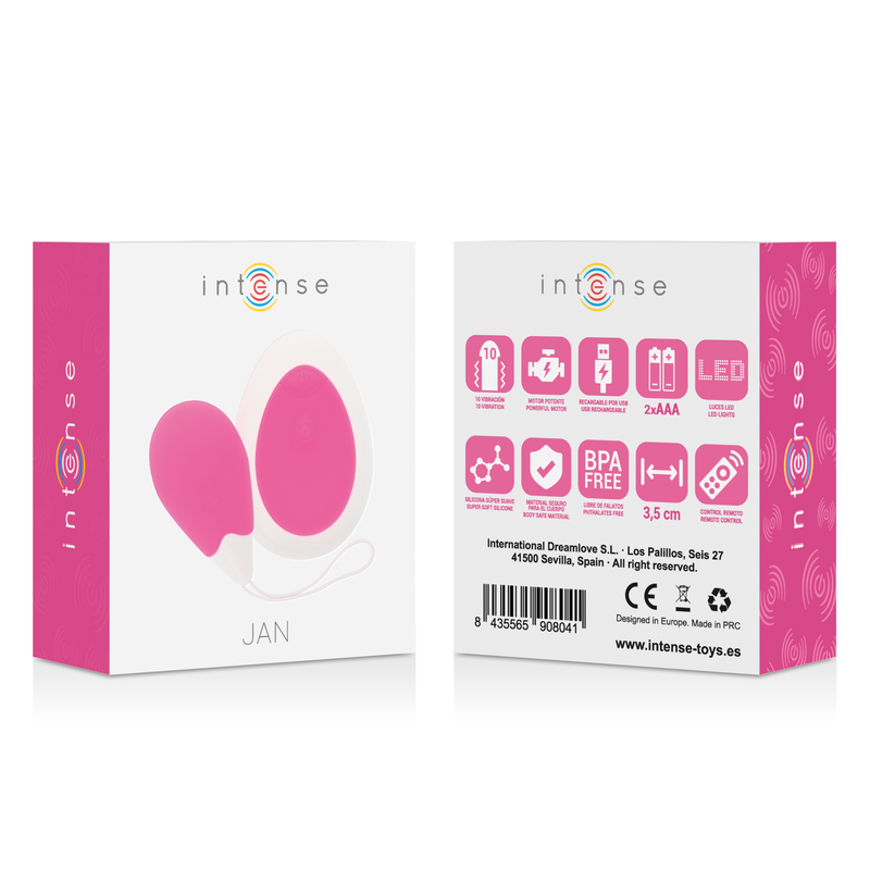 Vibrateur JAN EGG télécommande rose — INTENSE, vue 8