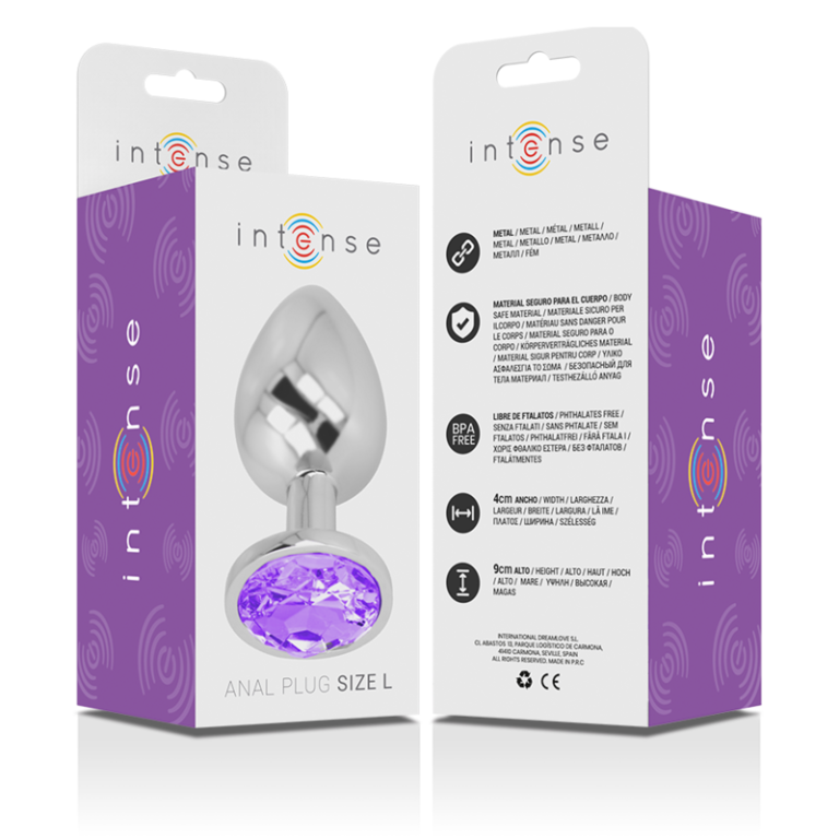 Plug anal en métal aluminium avec cristal violet taille L — INTENSE, vue 6