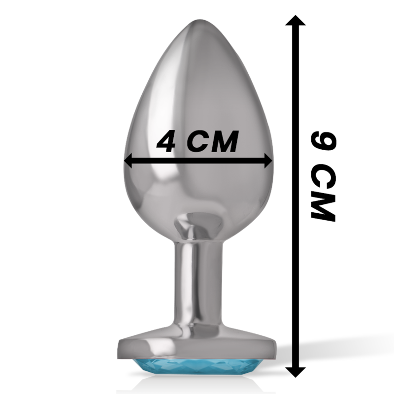 Plug anal en métal aluminium avec cristal bleu taille L — INTENSE, vue 4