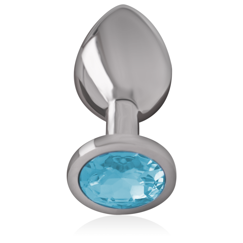 Plug anal en métal aluminium avec cristal bleu taille L — INTENSE, vue 2