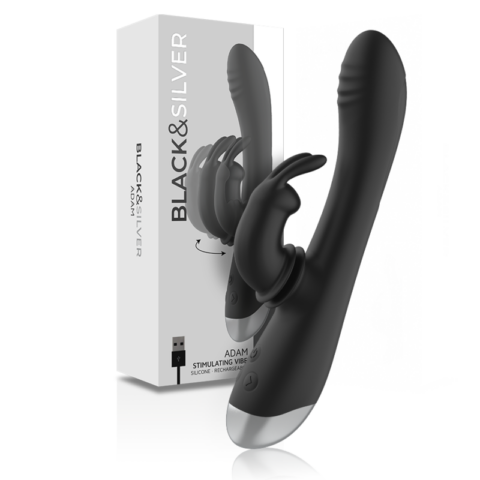 DJ. stimulateur de lapin rechargeable en silicone adam noir
