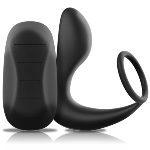 Masseur anal télécommande rechargeable silicone noir — BLACK&SILVER