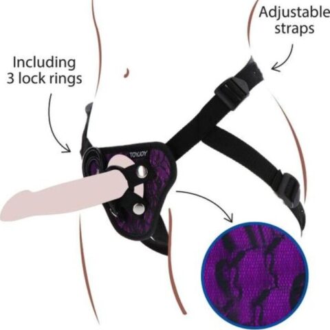 Harnais en dentelle  strap-on violet