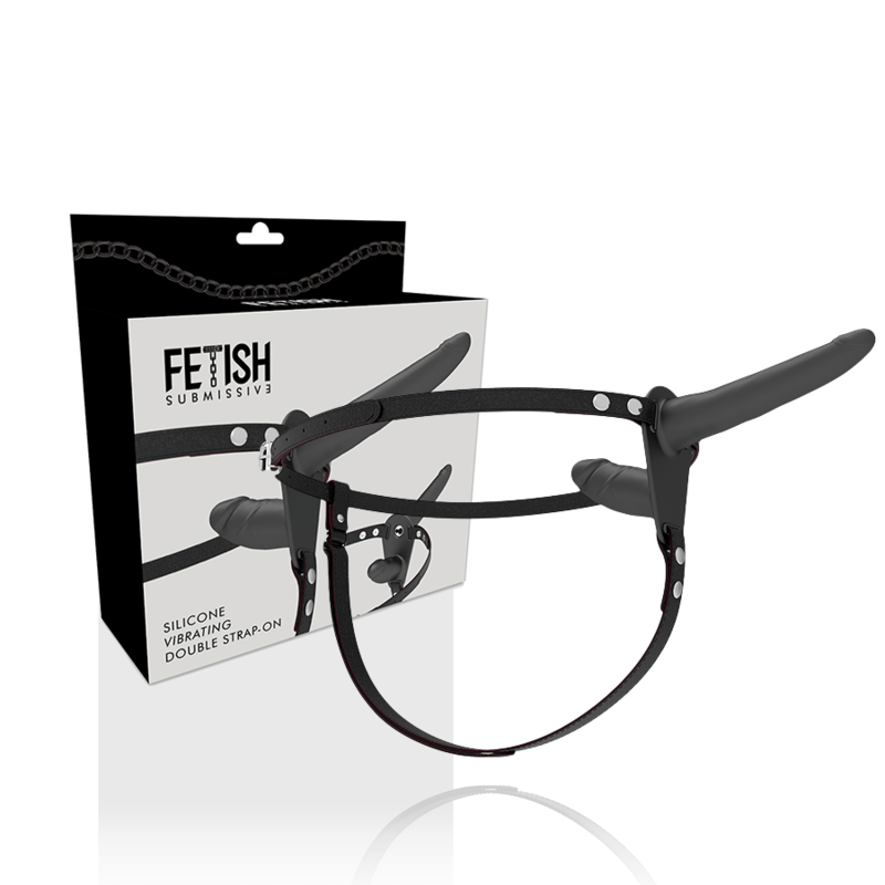 Vibrateur noir double pénétration — FETISH SUBMISSIVE HARNESS, vue 2
