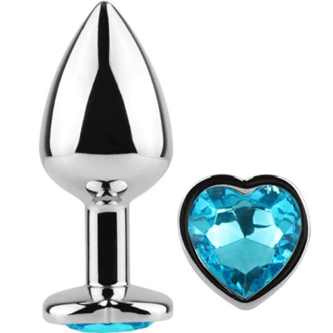 Plug anal en métal coeur bleu petite taille 7 CM