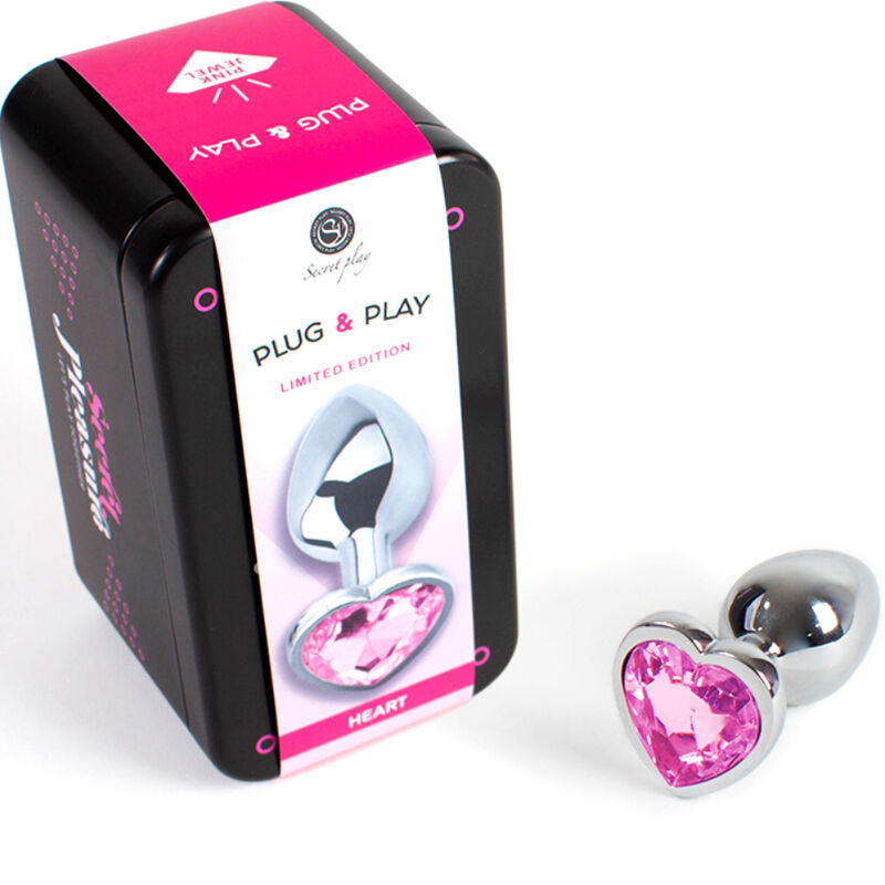 Plug anal en métal coeur fuchsia petite taille 7 CM — SECRETPLAY, vue 2