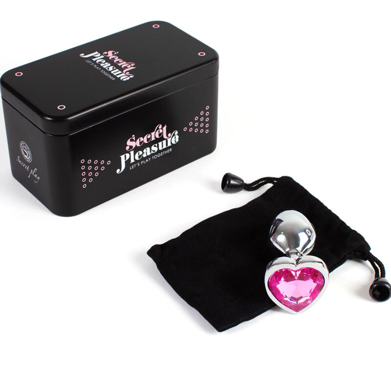 Plug anal en métal coeur fuchsia petite taille 7 CM — SECRETPLAY, vue 4