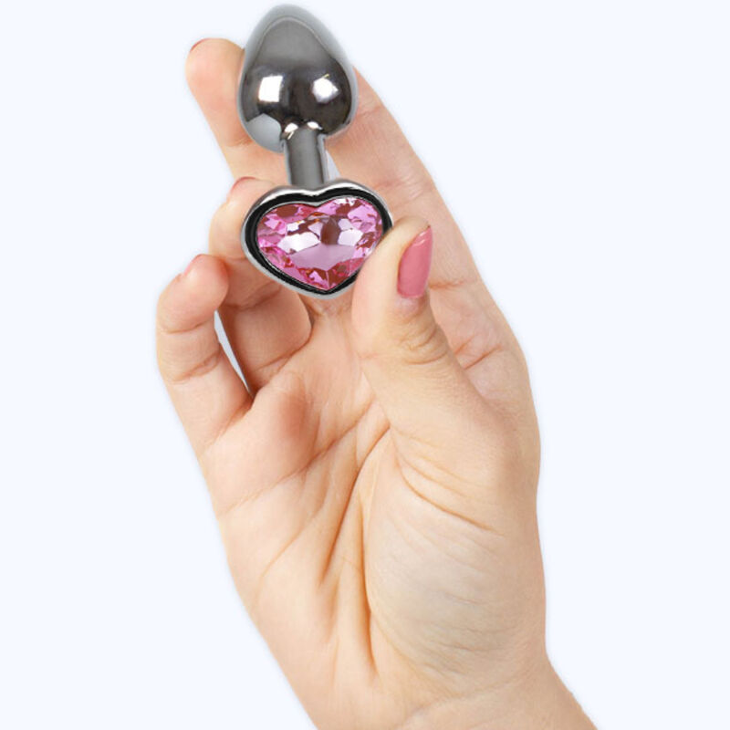 Plug anal en métal coeur fuchsia petite taille 7 CM — SECRETPLAY, vue 3