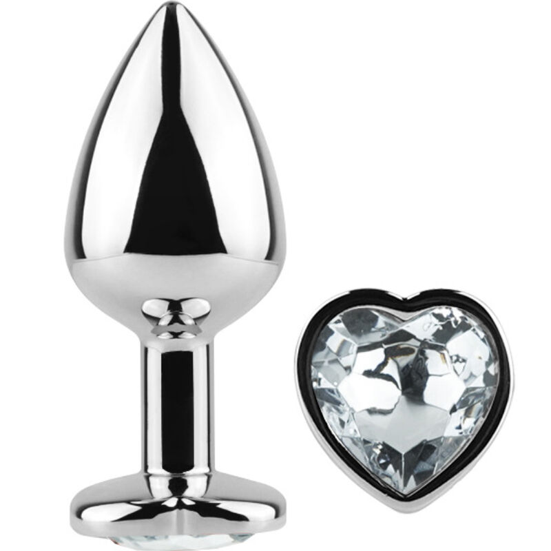 Plug anal en métal coeur cristal clair petite taille 7 CM — SECRETPLAY