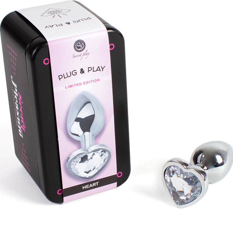 Plug anal en métal coeur cristal clair petite taille 7 CM — SECRETPLAY, vue 2