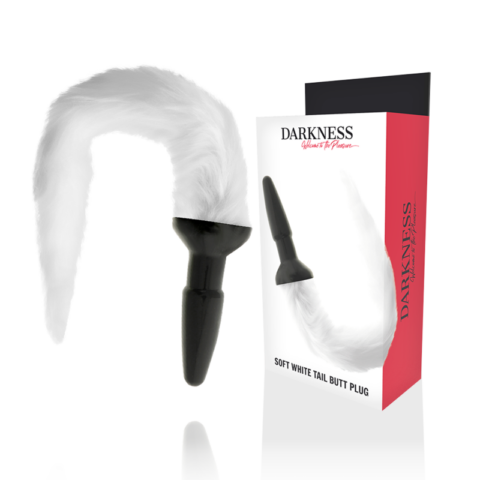 Plug anal en silicone avec queue blanche — DARKNESS
