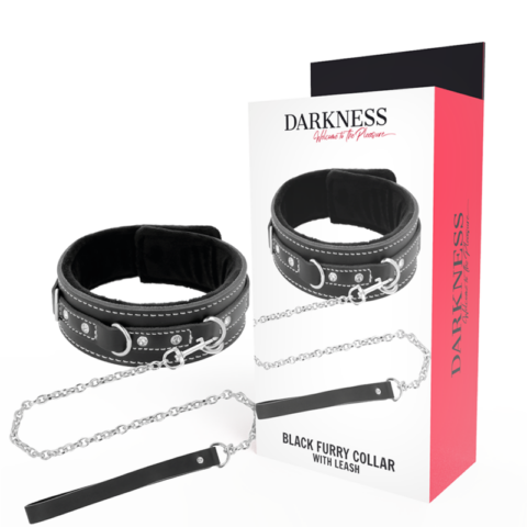 Collier en cuir de haute qualité avec laisse — DARKNESS