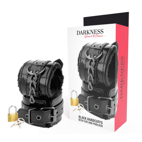 Menottes ajustables en cuir noir avec cadenas — DARKNESS