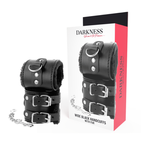 Menottes ajustables en cuir noir avec doublure — DARKNESS