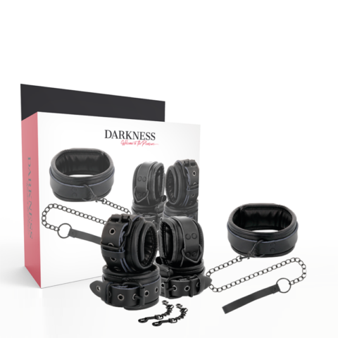 Menottes et collier en cuir noir — DARKNESS