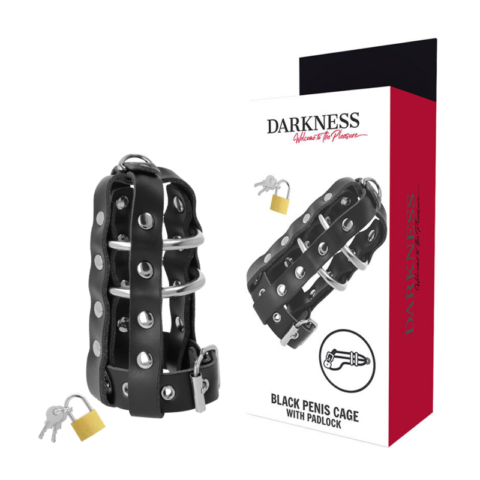 Cage de chasteté en cuir avec serrure