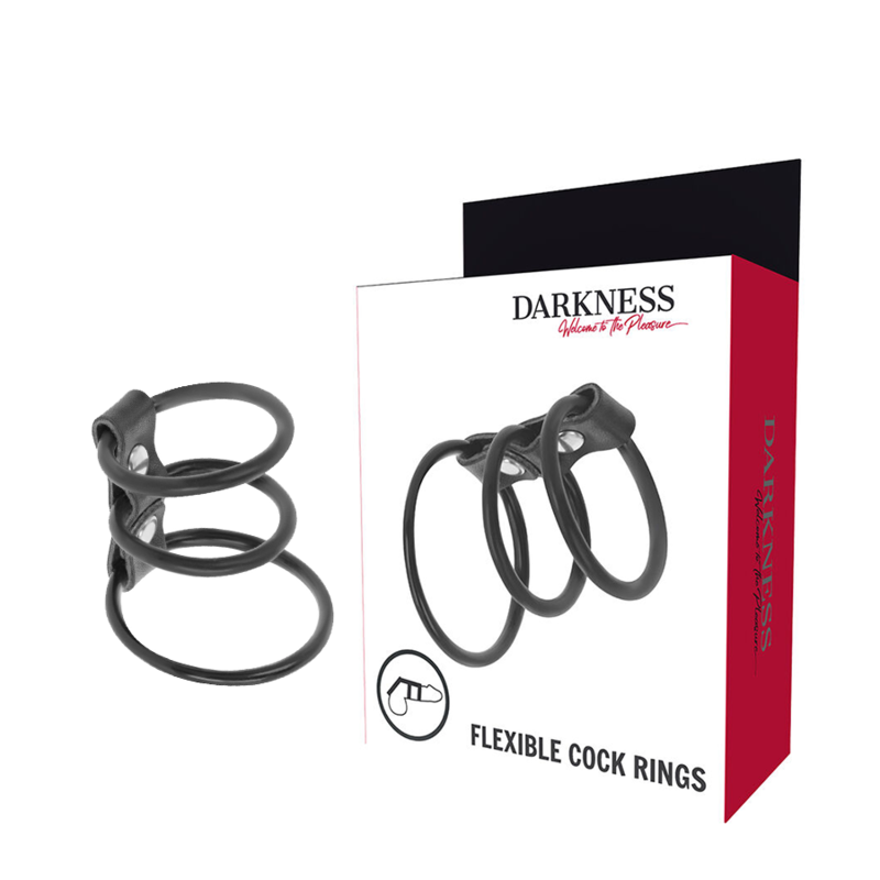 Ensemble de 3 anneaux pénis flexibles — DARKNESS
