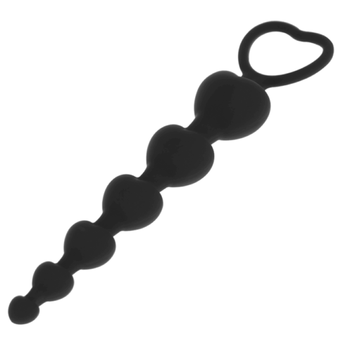 Chaîne de coeurs anal mila 18 CM — BLACK&SILVER