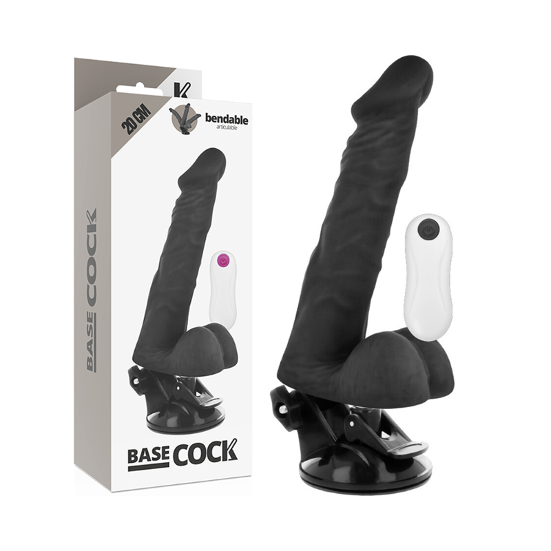 Vibrateur articulable télécommande noir 20 CM -O- 4.5 CM — BASECOCK