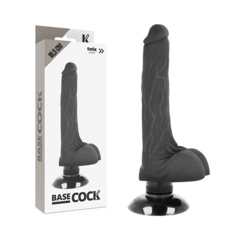 Vibrateur réaliste 2-1 noir 18.5 CM -O- 4 CM