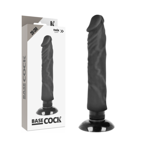 Vibrateur réaliste 2-1 noir 20 CM -O- 4 CM