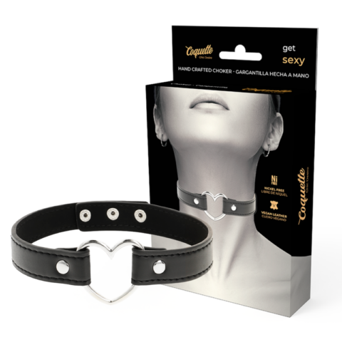 Collier cuir vegan femme accessoire coeur — COQUETTE CHIC DESIRE