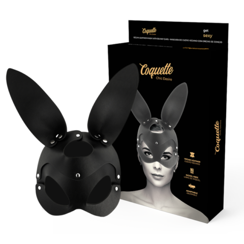 Masque en cuir vegan avec oreilles de lapin — COQUETTE CHIC DESIRE