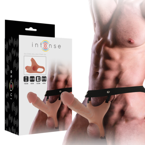 Harnais creux avec gode en silicone 16 X 3,5 CM — INTENSE