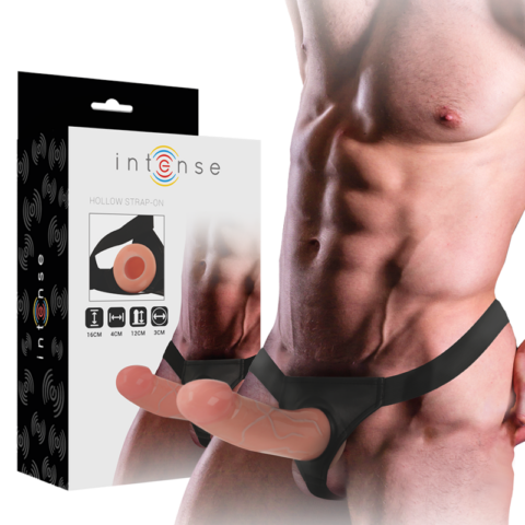 Harnais creux avec gode 16 X 3 CM — INTENSE