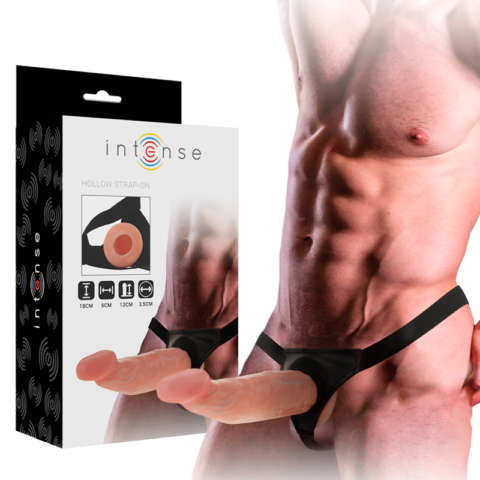 Harnais creux avec gode 18 X 3,5 CM — INTENSE