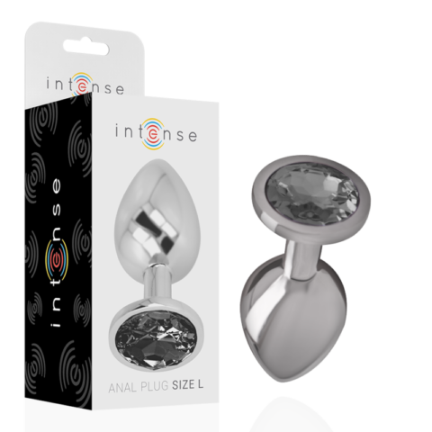 Plug anal en métal aluminium avec verre noir taille L