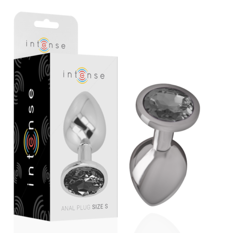 Plug anal en métal aluminium avec cristal noir taille S